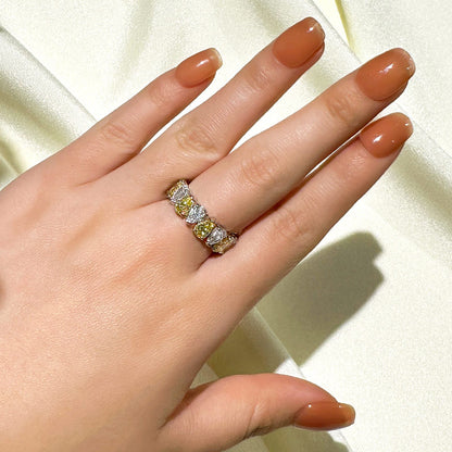925 Silver White Gold Plated 8ct Pear Cut Color Diamond Band