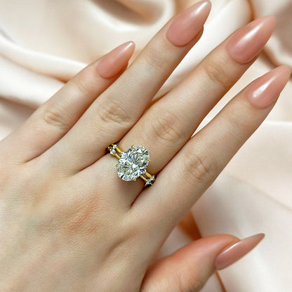 4.5Ct Oval Diamond Ring Set with Thin Band 18K Gold