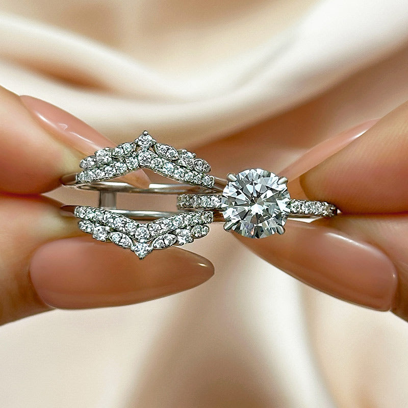 2Ct Round Diamond Ring with Platinum Plating