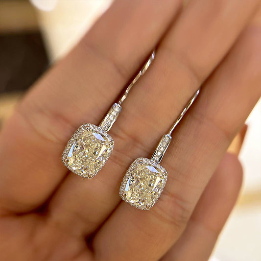 2.5Ct Cushion Cut Paraiba & Pink Diamond Earrings 925 Silver