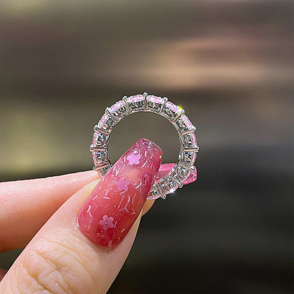 925 Silver White Gold Plated 8.5ct Pink Sapphire Wedding Ring