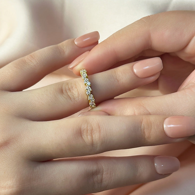 1.5Ct Pear & Round Cut Diamond Sterling Silver Band Ring