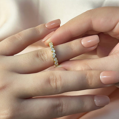 1.5Ct Pear & Round Cut Diamond Sterling Silver Band Ring
