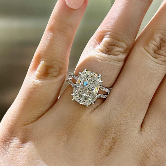 7.5Ct Cushion Cut Diamond Split Shank Ring