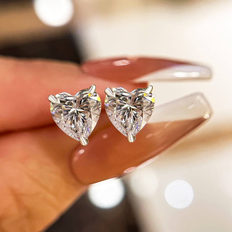 Heart-Cut Sona Simulated Diamond Jewelry Set in  White Gold Plated Sterling Silver