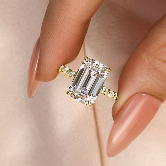 5.0 Carat Emerald Cut Diamond Travel Ring