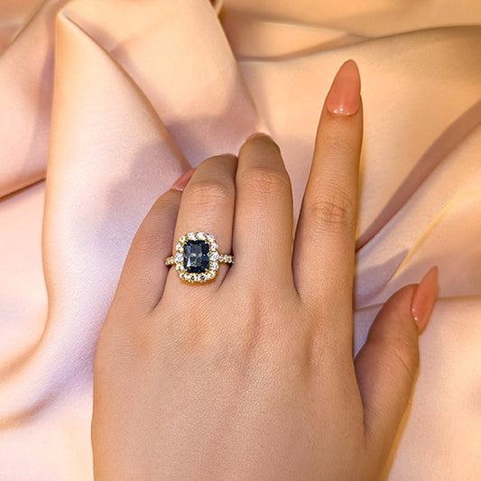 3Ct Montana Blue Sapphire Radiant Cut Ring 925 Silver