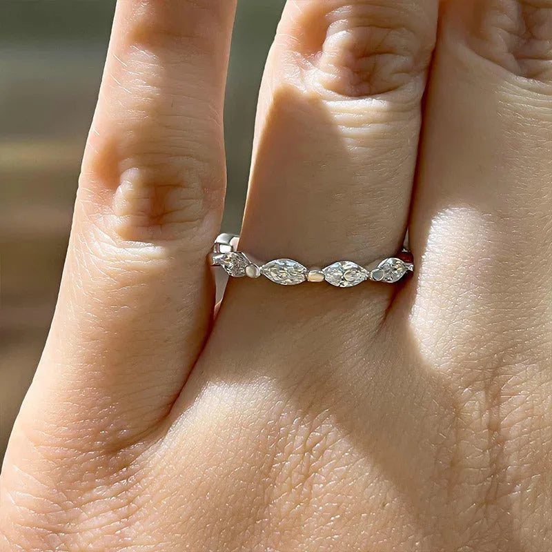 925 Silver Two-Tone 1ct Marquise Diamond Band