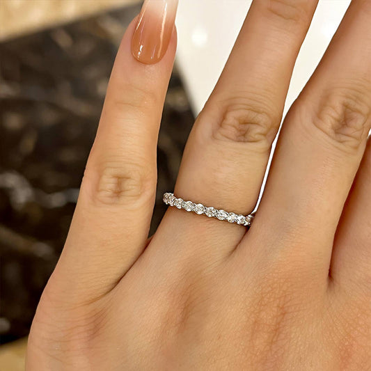 1Ct Round Cut Simulated Diamond Band 925 Silver White Gold