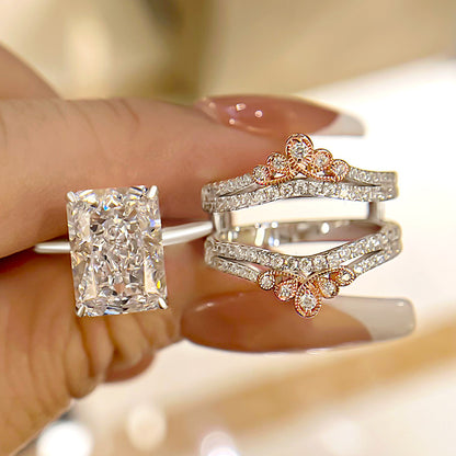 4.5Ct Radiant Sona Diamond Ring with Dual-Tone Band