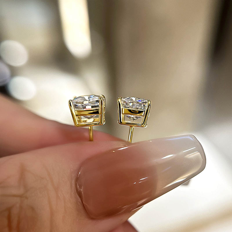 Boucles d'oreilles en argent sterling avec diamants synthétiques taille coussin 