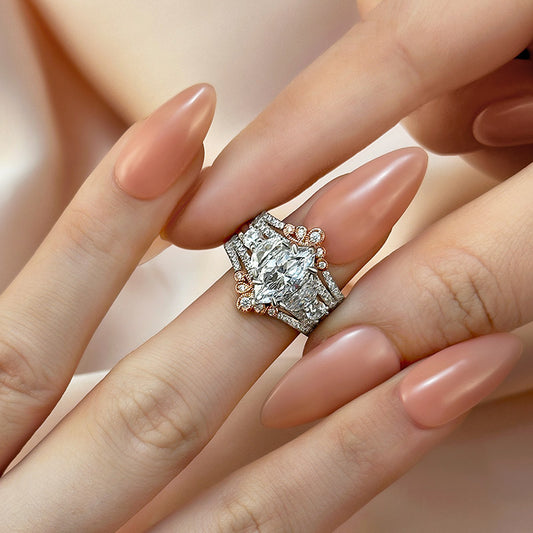 15CT Marquise Cut Diamond Ring with 1CT Side Stones 925 Silver