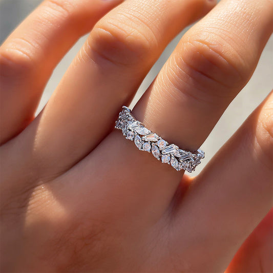 4Ct Mixed Cut Simulated Diamond Band 925 Silver White Gold
