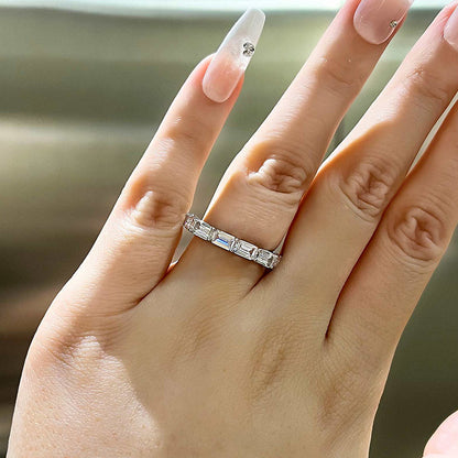 925 Sterling Silver 18K White Gold 2CT Emerald Cut Simulated Diamond Ring