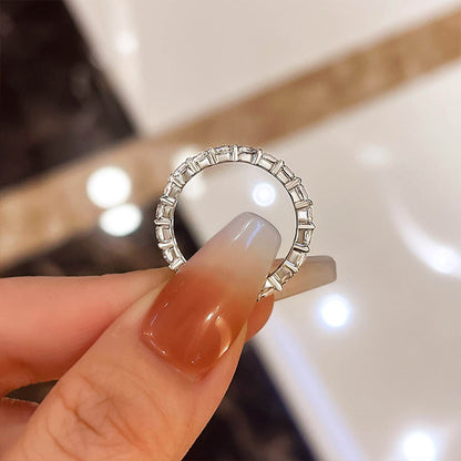 2.5CT Cushion Cut Simulated Diamond Band – Sterling Silver