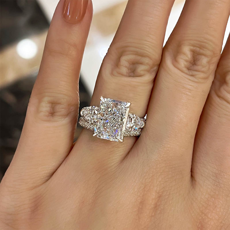 Radiant & Heart Cut Diamond Wedding Set - White Gold