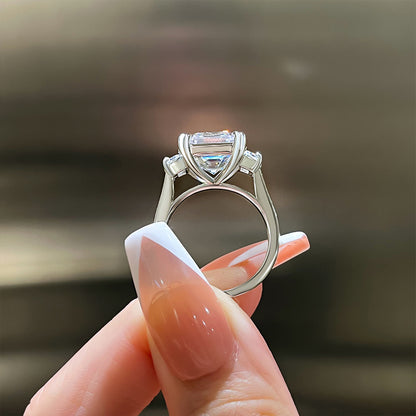 Exclusive Asscher Cut Three Stone Diamond Ring