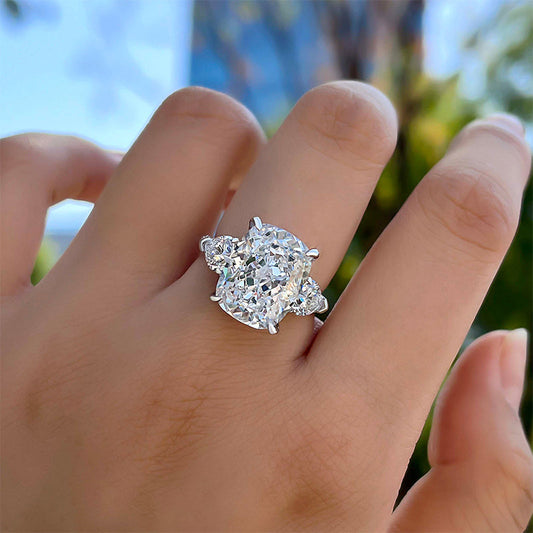 8.0 Carat Cushion Cut Three Stone Diamond Ring