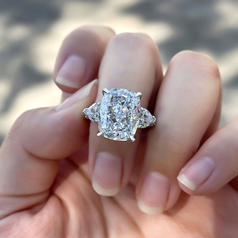 8.0 Carat Cushion Cut Three Stone Diamond Ring