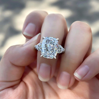8.0 Carat Cushion Cut Three Stone Diamond Ring