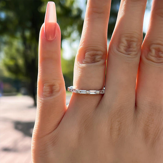 925 Sterling Silver 18K White Gold Plated Rhodium 2CT Emerald Cut Simulated Diamond Ring