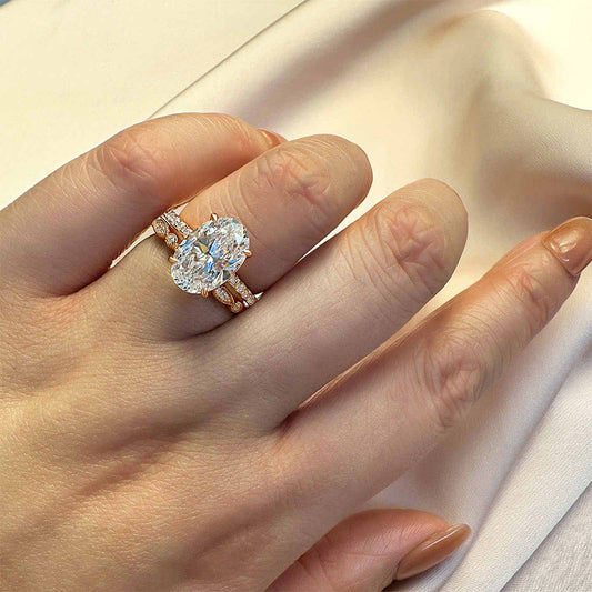 40CT Oval Cut Diamond Rose Gold Ring 925 Silver