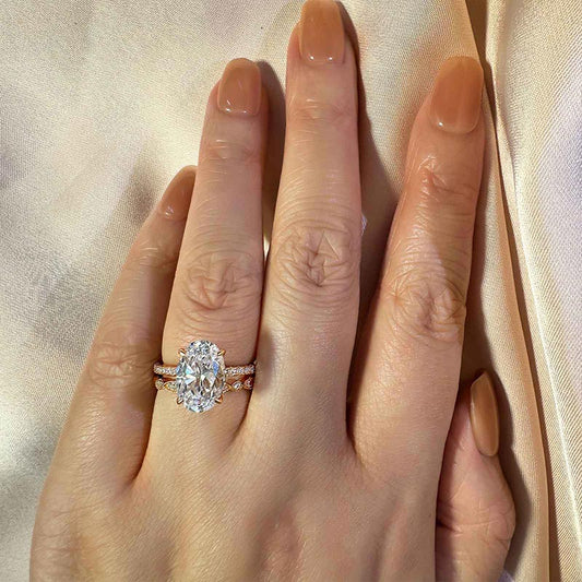 40CT Oval Cut Diamond Rose Gold Ring 925 Silver