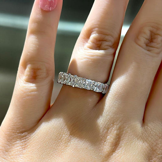 925 Silver Three-Tone 5ct Mixed Cut Diamond Wedding Band