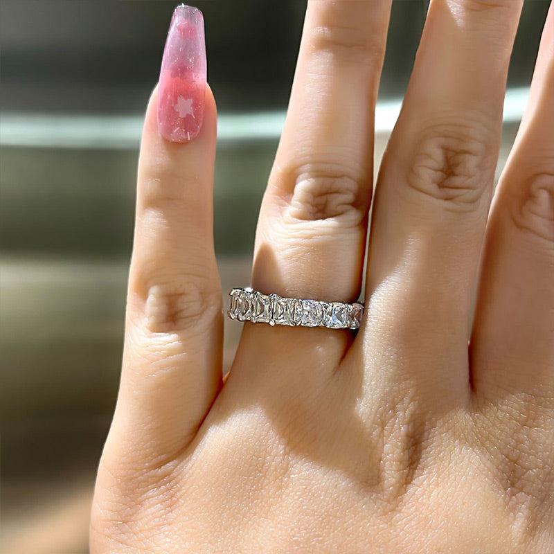 925 Silver Three-Tone 5ct Mixed Cut Diamond Wedding Band