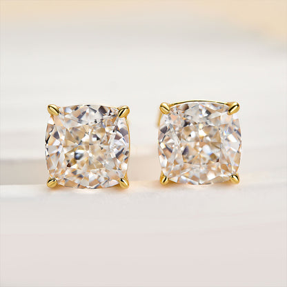 Boucles d'oreilles en argent sterling avec diamants synthétiques taille coussin 