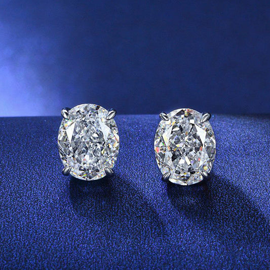 925 Silver White Gold Plated 8x10mm Oval 4ct Diamond Wedding Set