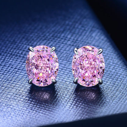 Elegant 925 Silver Jewelry Set with Oval Pink Sapphire & Simulated Diamonds