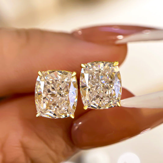 2Ct Cushion Cut Diamond Earrings 925 Silver Three Gold Options