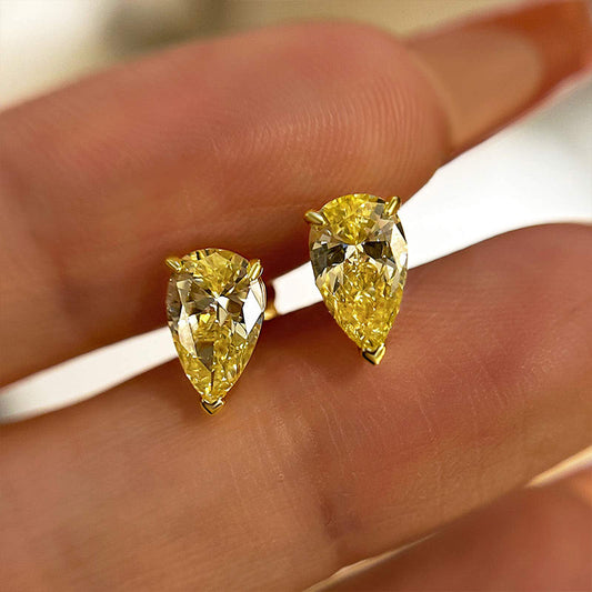 925 Sterling Silver 18K Yellow Gold Plated Pear Cut Yellow Diamond Band