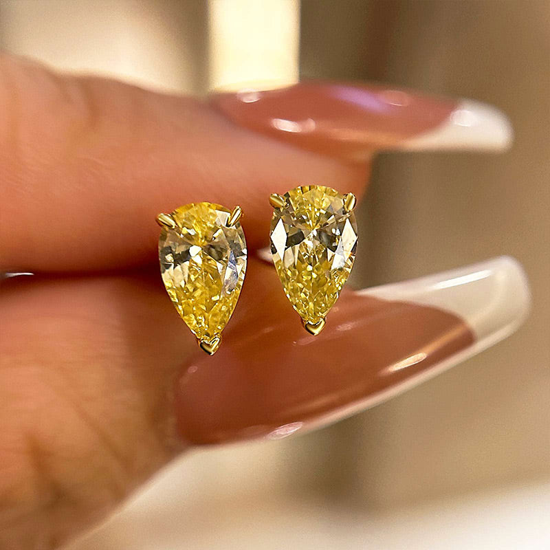 925 Sterling Silver 18K Yellow Gold Plated Pear Cut Yellow Diamond Band