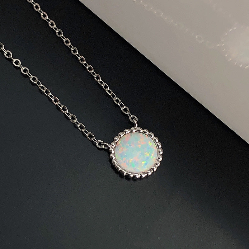 2Ct Opal Round Pendant Necklace 925 Silver