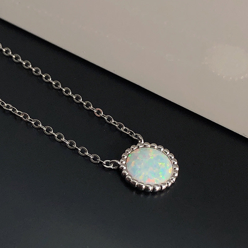2Ct Opal Round Pendant Necklace 925 Silver
