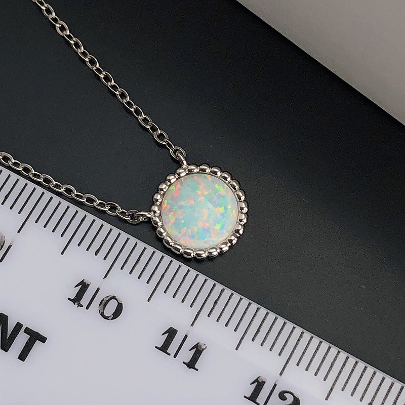 2Ct Opal Round Pendant Necklace 925 Silver