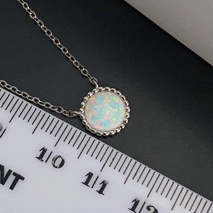 2Ct Opal Round Pendant Necklace 925 Silver