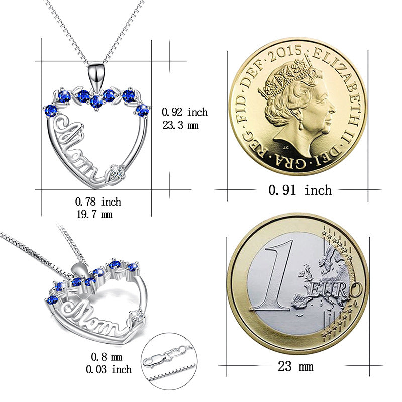 925 Silver White Gold Plated 0.3ct Blue Diamond Necklace