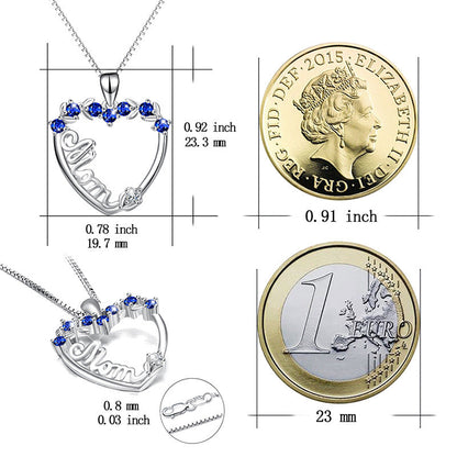 925 Silver White Gold Plated 0.3ct Blue Diamond Necklace