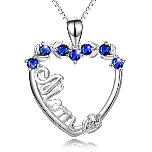 925 Silver White Gold Plated 0.3ct Blue Diamond Necklace