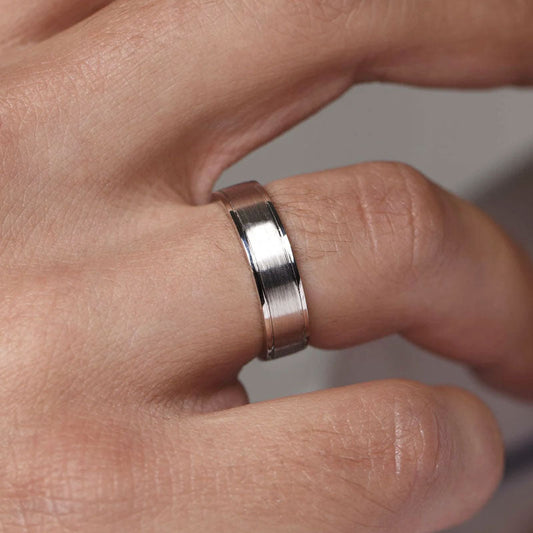 925 Sterling Silver Two-Tone Diamond Wedding Band Set