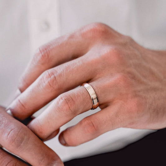 925 Sterling Silver Two-Tone Diamond Wedding Band Set