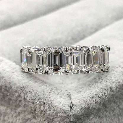 925 Silver Two-Tone 5ct Emerald Cut Anniversary Band