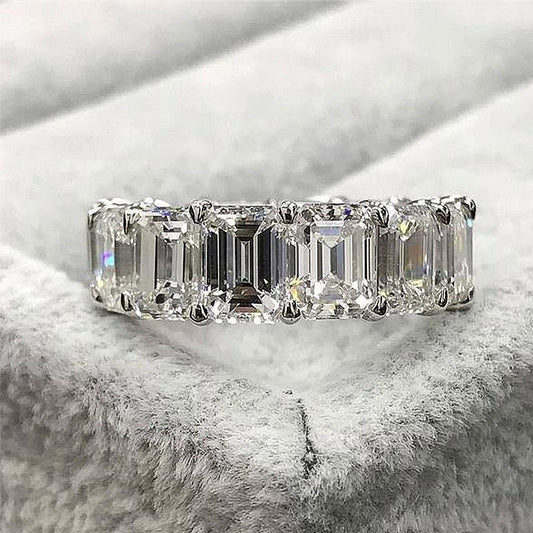 925 Silver Two-Tone 5ct Emerald Cut Anniversary Band