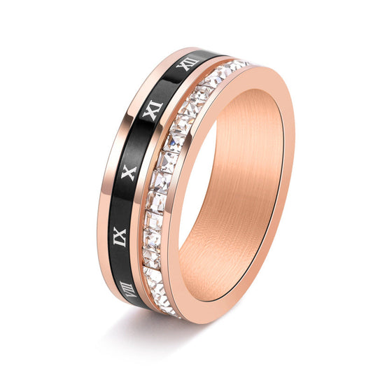 Tungsten Carbide Band White/Rose Gold Plated with Simulated Diamonds