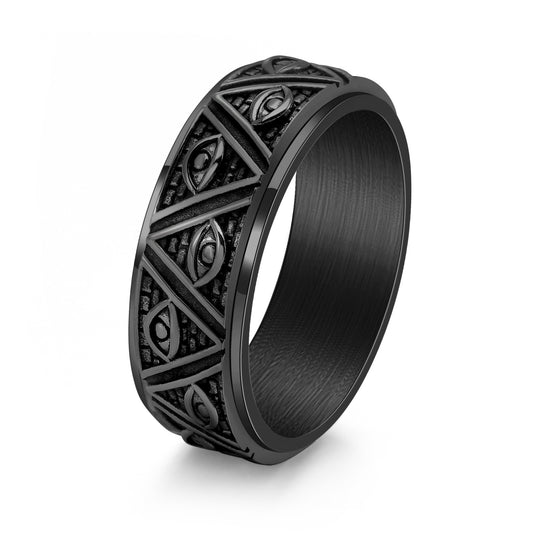 Tungsten Pyramid Eye of God Mens Wedding Band Gold Plated