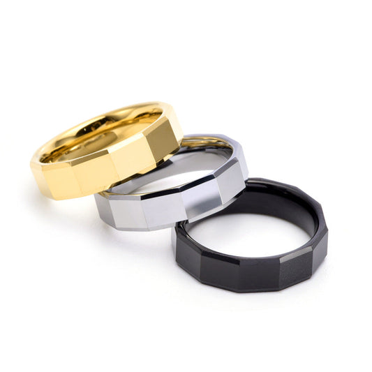 Tungsten Carbide Men's Band Three Gold Options