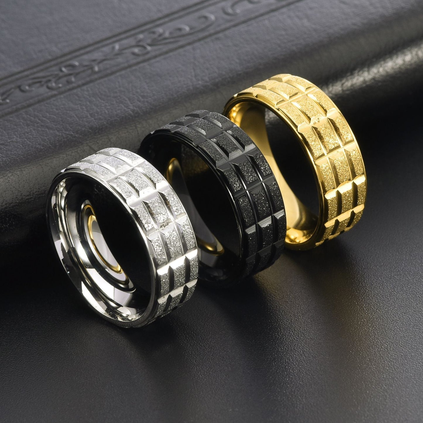 Tungsten Three-Tone Men's Wedding Band Gold Plated